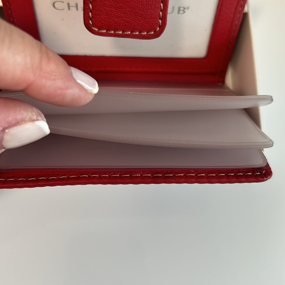 Charter Club Genuine Red Leather Card Case w/ID Window - Picture 7 of 11